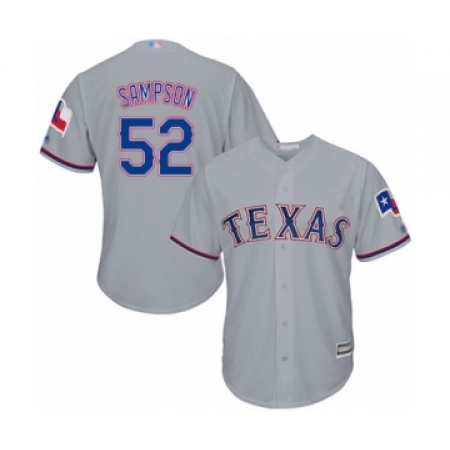 Youth Texas Rangers #52 Adrian Sampson Authentic Grey Road Cool Base Baseball Player Jersey