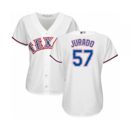 Women's Texas Rangers #57 Ariel Jurado Authentic White Home Cool Base Baseball Player Jersey
