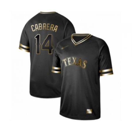Men's Texas Rangers #14 Asdrubal Cabrera Authentic Black Gold Fashion Baseball Jersey