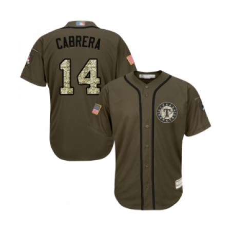 Men's Texas Rangers #14 Asdrubal Cabrera Authentic Green Salute to Service Baseball Jersey
