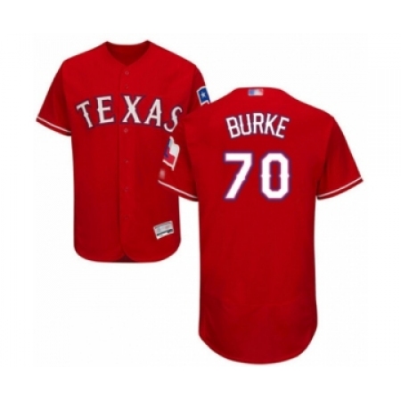 Men's Texas Rangers #70 Brock Burke Red Alternate Flex Base Authentic Collection Baseball Player Jersey