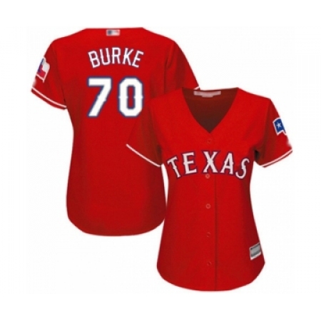 Women's Texas Rangers #70 Brock Burke Authentic Red Alternate Cool Base Baseball Player Jersey