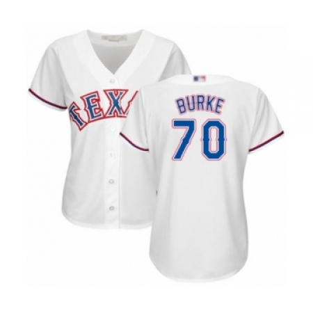 Women's Texas Rangers #70 Brock Burke Authentic White Home Cool Base Baseball Player Jersey