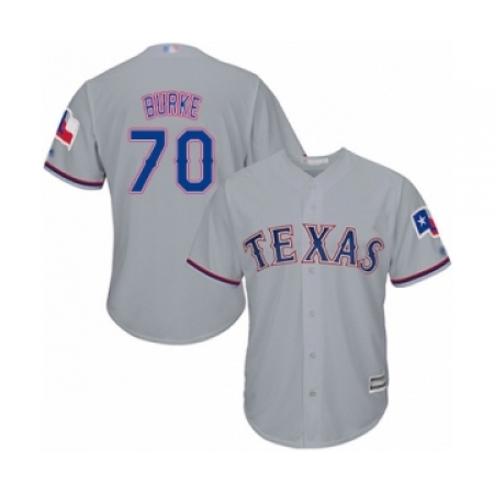 Youth Texas Rangers #70 Brock Burke Authentic Grey Road Cool Base Baseball Player Jersey
