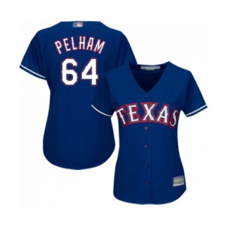 Women's Texas Rangers #64 C.D. Pelham Authentic Royal Blue Alternate 2 Cool Base Baseball Player Jersey