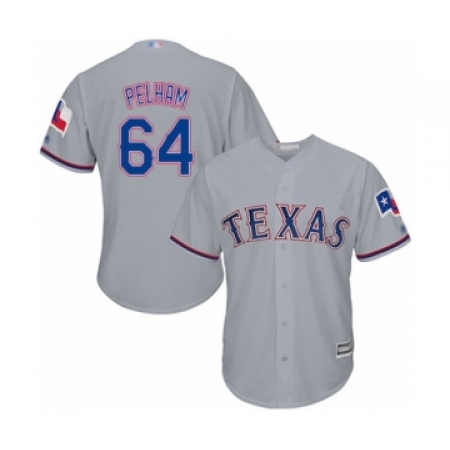 Youth Texas Rangers #64 C.D. Pelham Authentic Grey Road Cool Base Baseball Player Jersey
