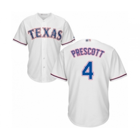 Men's Texas Rangers #4 Dak Prescott Replica White Home Cool Base Baseball Jersey