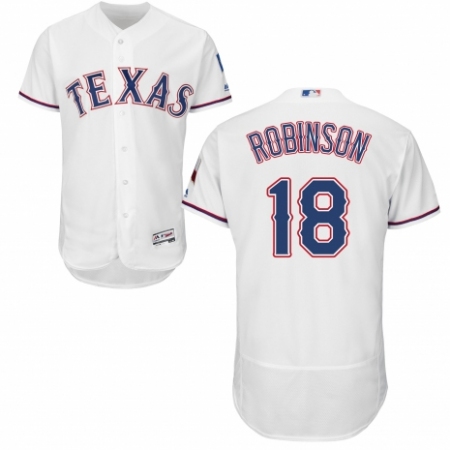 Men's Majestic Texas Rangers #18 Drew Robinson White Home Flex Base Authentic Collection MLB Jersey