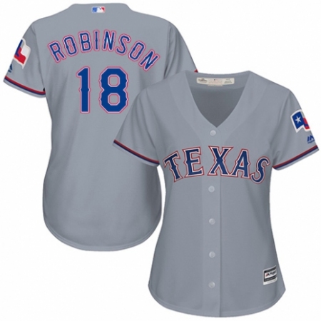 Women's Majestic Texas Rangers #18 Drew Robinson Authentic Grey Road Cool Base MLB Jersey
