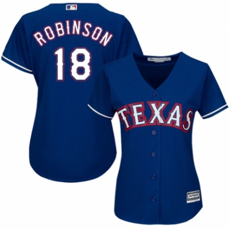 Women's Majestic Texas Rangers #18 Drew Robinson Authentic Royal Blue Alternate 2 Cool Base MLB Jersey