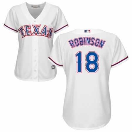 Women's Majestic Texas Rangers #18 Drew Robinson Authentic White Home Cool Base MLB Jersey