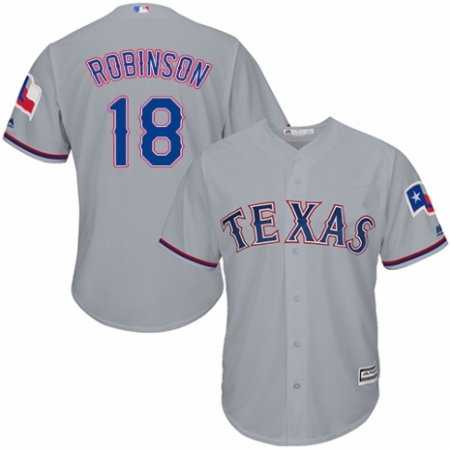 Youth Majestic Texas Rangers #18 Drew Robinson Replica Grey Road Cool Base MLB Jersey