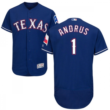 Men's Majestic Texas Rangers #1 Elvis Andrus Royal Blue Alternate Flex Base Authentic Collection MLB Jersey