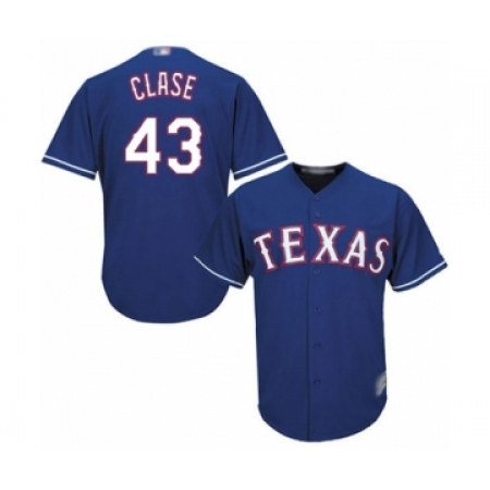 Youth Texas Rangers #43 Emmanuel Clase Authentic Royal Blue Alternate 2 Cool Base Baseball Player Jersey