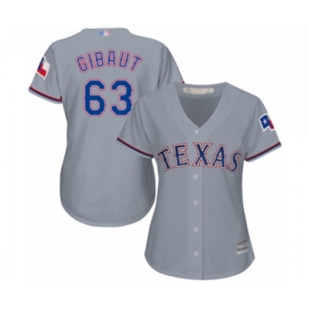 Women's Texas Rangers #63 Ian Gibaut Authentic Grey Road Cool Base Baseball Player Jersey