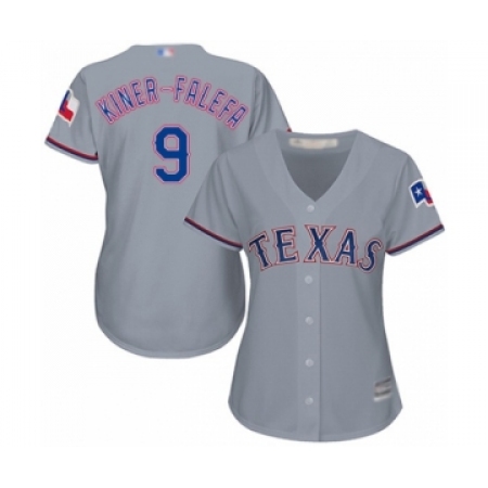 Women's Texas Rangers #9 Isiah Kiner-Falefa Authentic Grey Road Cool Base Baseball Player Jersey