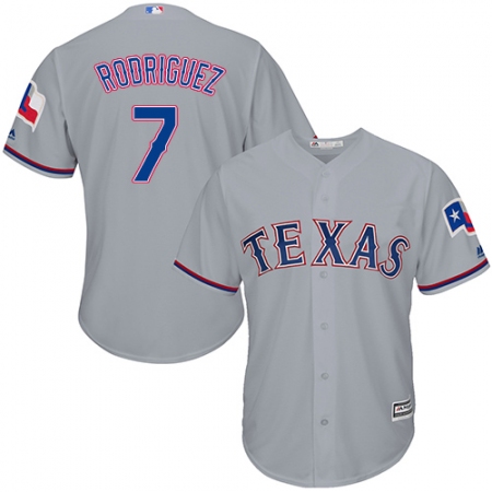Men's Majestic Texas Rangers #7 Ivan Rodriguez Grey Flexbase Authentic Collection MLB Jersey
