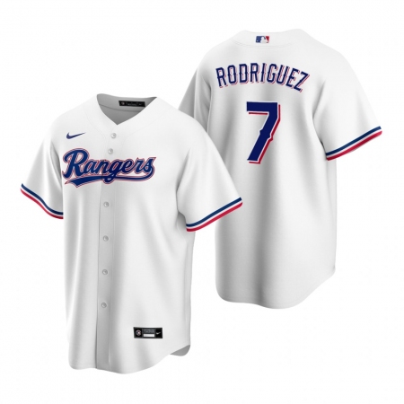 Men's Nike Texas Rangers #7 Ivan Rodriguez White Home Stitched Baseball Jersey