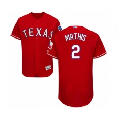 Men's Texas Rangers #2 Jeff Mathis Red Alternate Flex Base Authentic Collection Baseball Player Jersey