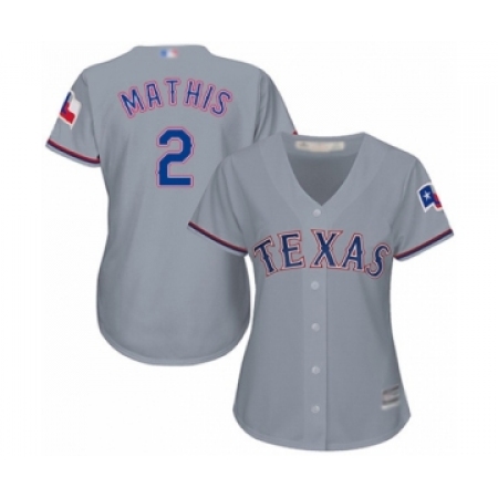 Women's Texas Rangers #2 Jeff Mathis Authentic Grey Road Cool Base Baseball Player Jersey