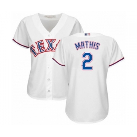 Women's Texas Rangers #2 Jeff Mathis Authentic White Home Cool Base Baseball Player Jersey
