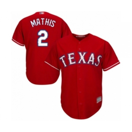 Youth Texas Rangers #2 Jeff Mathis Authentic Red Alternate Cool Base Baseball Player Jersey