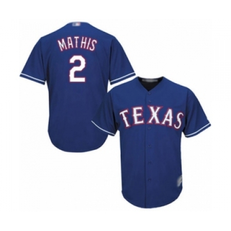 Youth Texas Rangers #2 Jeff Mathis Authentic Royal Blue Alternate 2 Cool Base Baseball Player Jersey