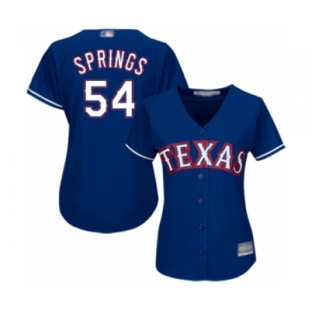 Women's Texas Rangers #54 Jeffrey Springs Authentic Royal Blue Alternate 2 Cool Base Baseball Player Jersey