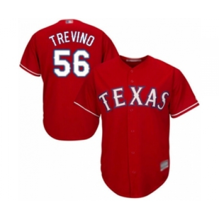 Youth Texas Rangers #56 Jose Trevino Authentic Red Alternate Cool Base Baseball Player Jersey