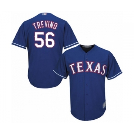 Youth Texas Rangers #56 Jose Trevino Authentic Royal Blue Alternate 2 Cool Base Baseball Player Jersey