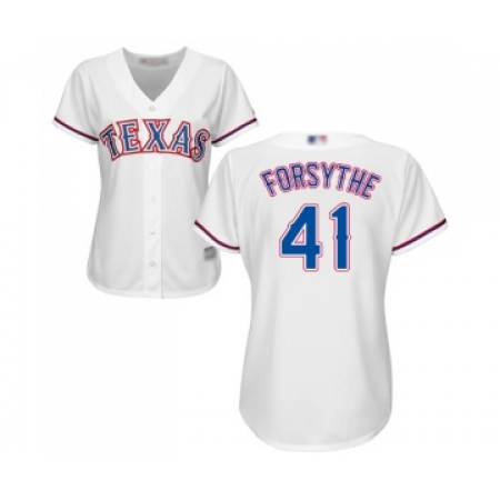 Women's Texas Rangers #41 Logan Forsythe Replica White Home Cool Base Baseball Jersey