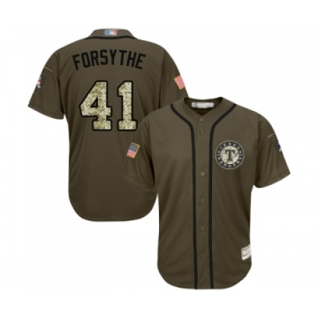 Youth Texas Rangers #41 Logan Forsythe Authentic Green Salute to Service Baseball Jersey