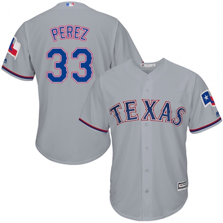 Youth Majestic Texas Rangers #33 Martin Perez Authentic Grey Road Cool Base MLB Jersey