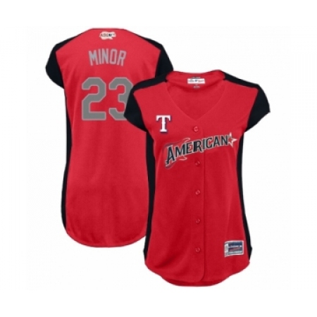 Women's Texas Rangers #23 Mike Minor Authentic Red American League 2019 Baseball All-Star Jersey