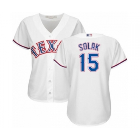 Women's Texas Rangers #15 Nick Solak Authentic White Home Cool Base Baseball Player Jersey