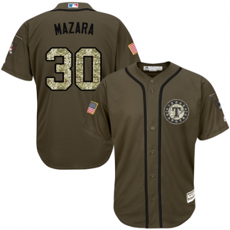 Youth Majestic Texas Rangers #30 Nomar Mazara Replica Green Salute to Service MLB Jersey