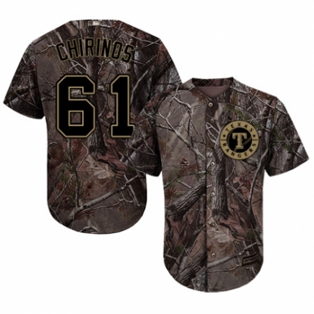 Youth Majestic Texas Rangers #61 Robinson Chirinos Authentic Camo Realtree Collection Flex Base MLB Jersey