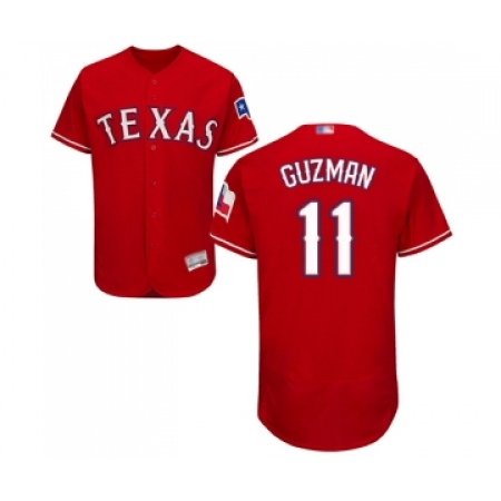 Men's Texas Rangers #11 Ronald Guzman Red Alternate Flex Base Authentic Collection Baseball Jersey