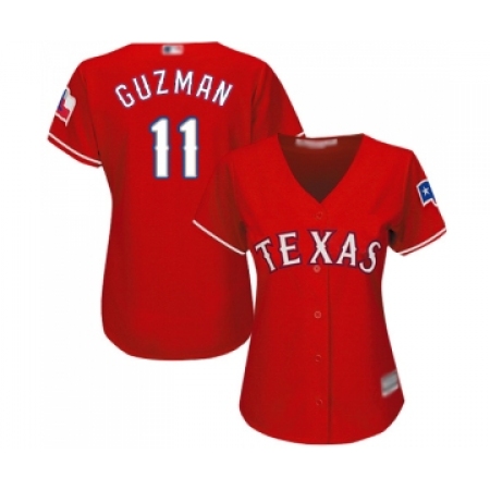 Women's Texas Rangers #11 Ronald Guzman Replica Red Alternate Cool Base Baseball Jersey