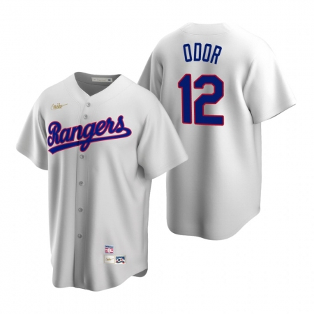 Men's Nike Texas Rangers #12 Rougned Odor White Cooperstown Collection Home Stitched Baseball Jersey