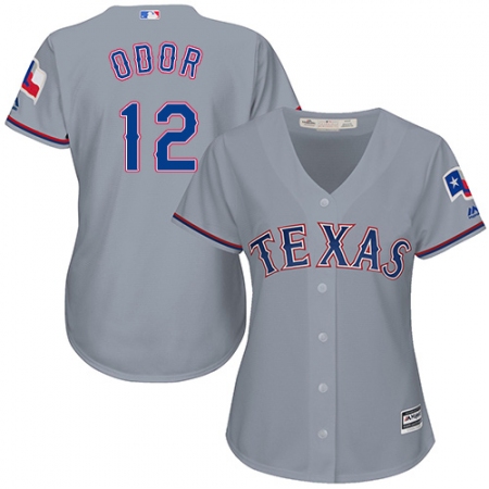 Women's Majestic Texas Rangers #12 Rougned Odor Authentic Grey Road Cool Base MLB Jersey