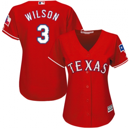 Women's Majestic Texas Rangers #3 Russell Wilson Replica Red Alternate Cool Base MLB Jersey