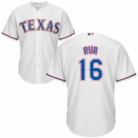 Men's Majestic Texas Rangers #16 Ryan Rua Replica White Home Cool Base MLB Jersey
