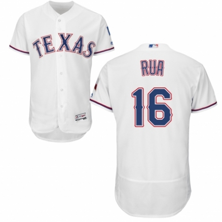 Men's Majestic Texas Rangers #16 Ryan Rua White Home Flex Base Authentic Collection MLB Jersey
