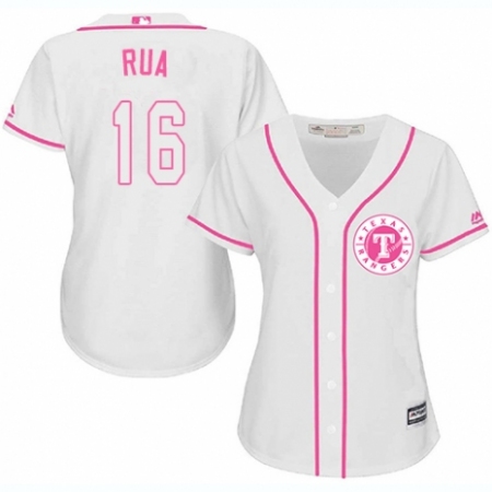 Women's Majestic Texas Rangers #16 Ryan Rua Authentic White Fashion Cool Base MLB Jersey