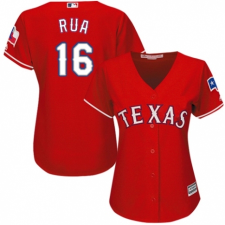 Women's Majestic Texas Rangers #16 Ryan Rua Replica Red Alternate Cool Base MLB Jersey
