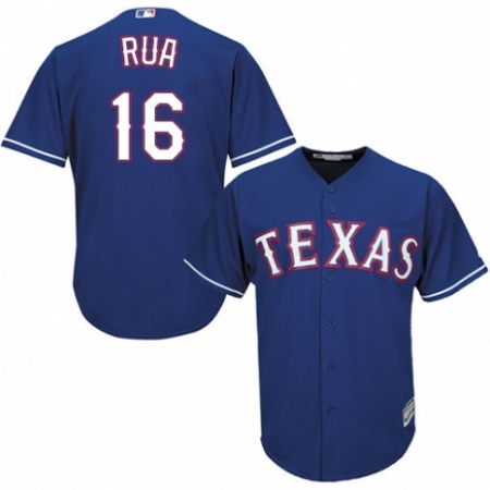 Youth Majestic Texas Rangers #16 Ryan Rua Authentic Royal Blue Alternate 2 Cool Base MLB Jersey