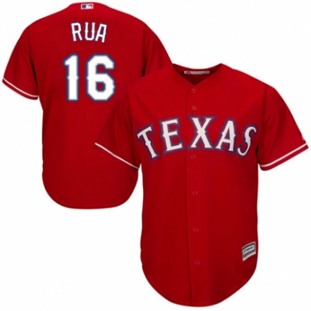 Youth Majestic Texas Rangers #16 Ryan Rua Replica Red Alternate Cool Base MLB Jersey