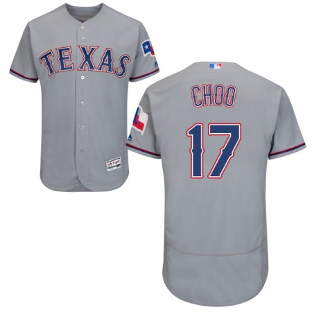 Men's Majestic Texas Rangers #17 Shin-Soo Choo Grey Road Flex Base Authentic Collection MLB Jersey