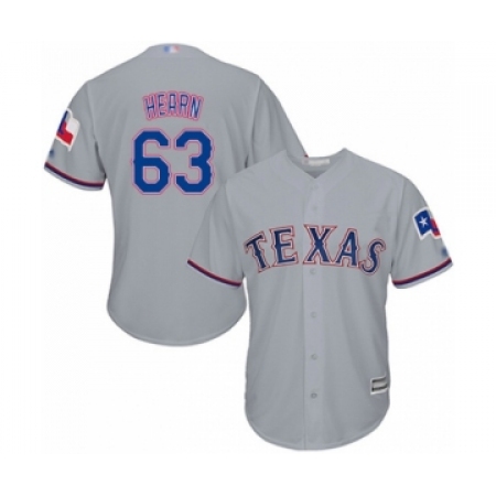 Youth Texas Rangers #63 Taylor Hearn Authentic Grey Road Cool Base Baseball Player Jersey